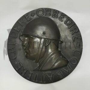 ❌🙁Mussolini placca bronzo CREDERE OBBEDIRE COMBATTERE