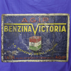 ❌🙁AGIP Benzina VICTORIA tabella in latta 1926 S.N.O.M.