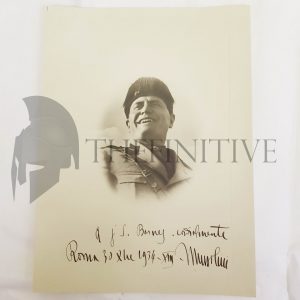 Autografo Benito MUSSOLINI 1934 su fotografia con dedica